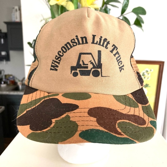 Vintage WISCONSIN LIFT TRUCK Camoflage Trucker Cap - Picture 3 of 11